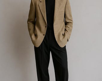 Vintage YVES SAINT LAURENT Blazer – Wool Silk Mix – Checkered Men's Jacket – Size Eu 54 – Made in France