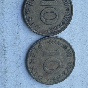 10 Pfennig BRD 1949 G Bank deutscher Länder Germany brass 2 pieces rare find