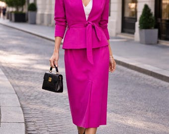 Completo vintage con gonna lunga rosa Karl Lagerfeld Paris – Raro set da due pezzi (EU 36/38)