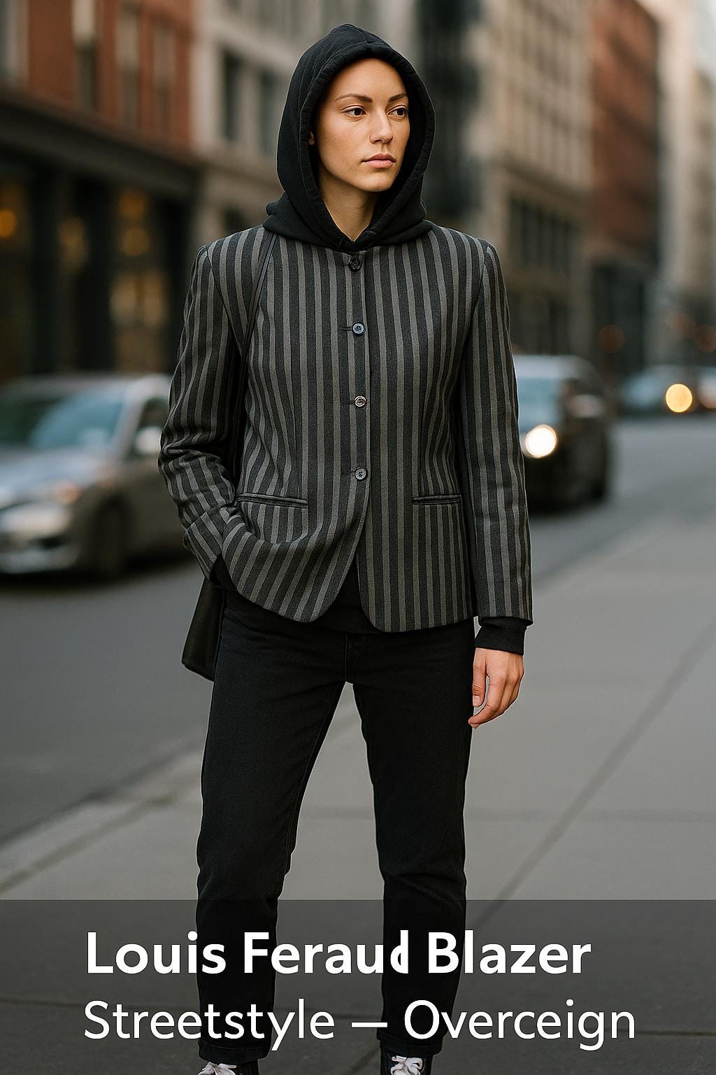 Louis Féraudヴィンテージジャケット Vintage Louis Féraud Striped Wool Blazer – Classic Gray White