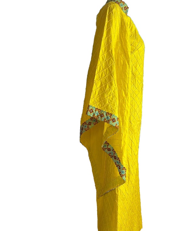 Maxi dress evening dress yellow lace cotton flutt… - image 7