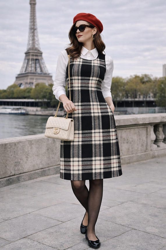 plaid dress knee length Marc Cain Knit N2 XS Wool Sheath With Cashmere Detail Black Cream Ariamo bridal