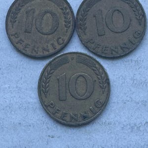 10 Pfennig BRD 1949 F Bank deutscher Länder Germany brass - rare find
