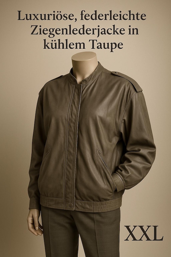 Vintage Taupe Goatskin Bomber Jacket | 80s 90s Quiet Luxury
