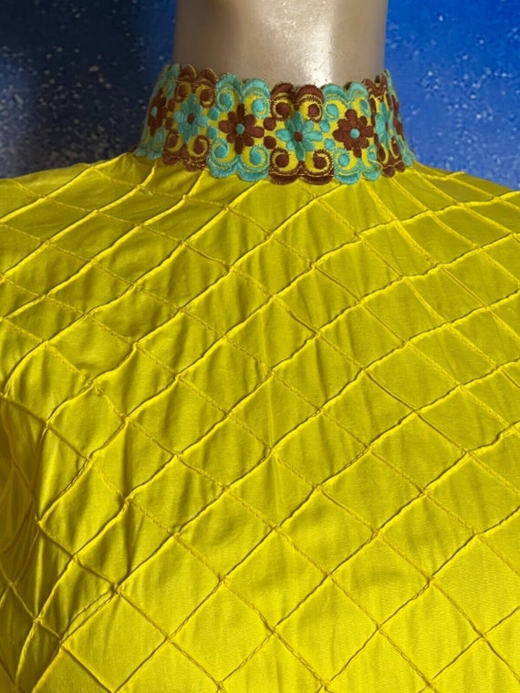 Maxi dress evening dress yellow lace cotton flutt… - image 4