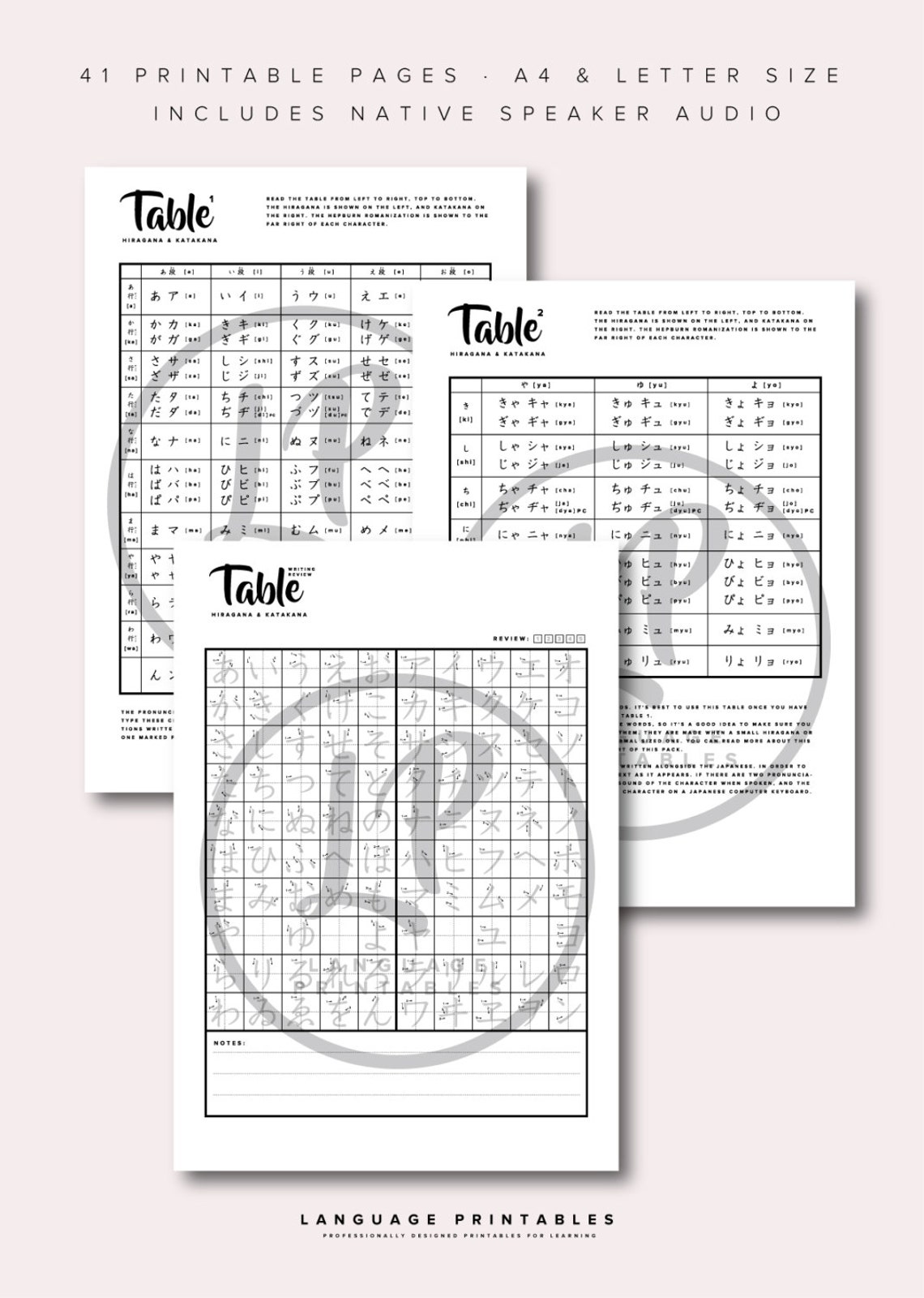 Hiragana &amp; Katakana Study Printables Bundle Includes Native Speaker ...