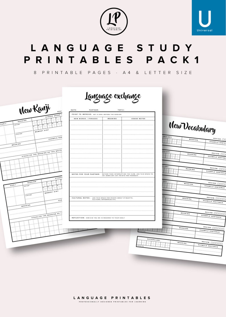 Language Study Printables Pack 1 - Etsy