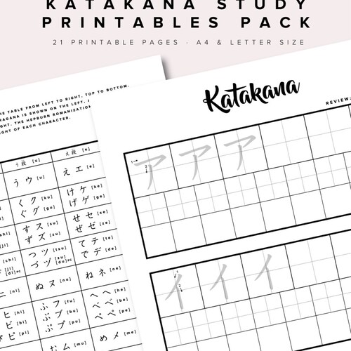 Katakana Study Printables Pack - Etsy