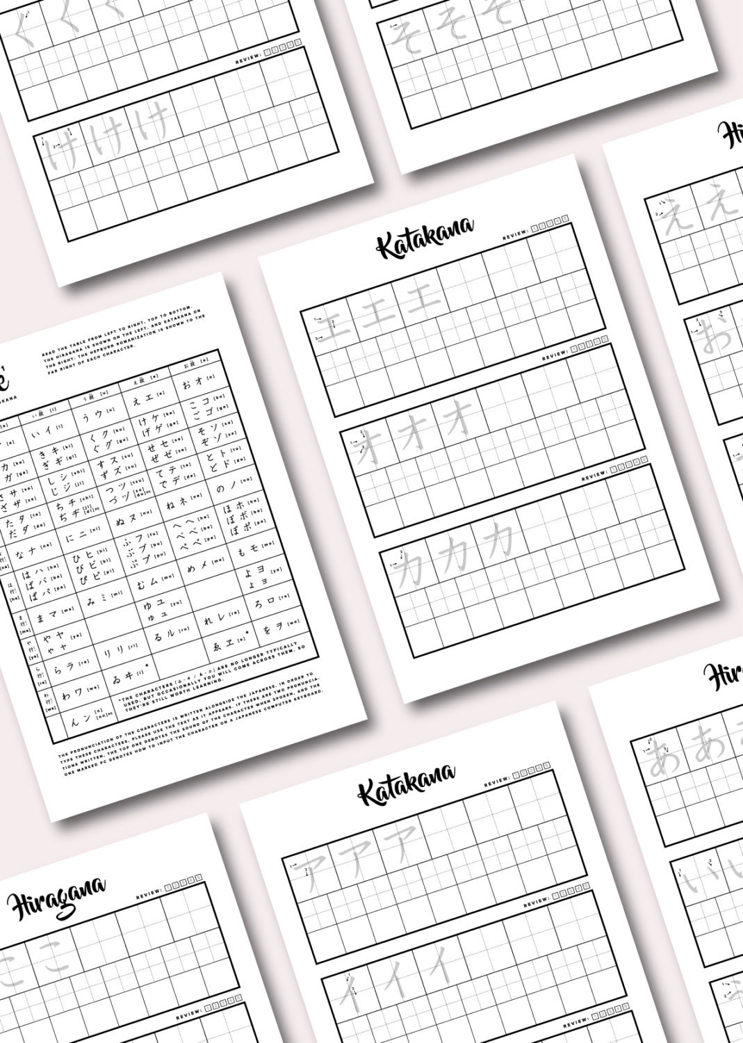 Hiragana &amp; Katakana Study Printables Bundle - Includes Native Speaker ...