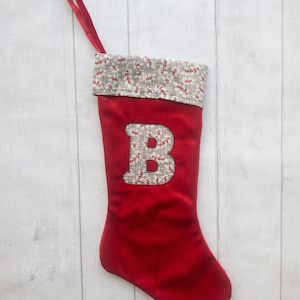 Personalised Christmas Stocking, Holiday Stocking, Initial Christmas Stocking, Red, Velvet, Christmas Gift, Personalised Gift
