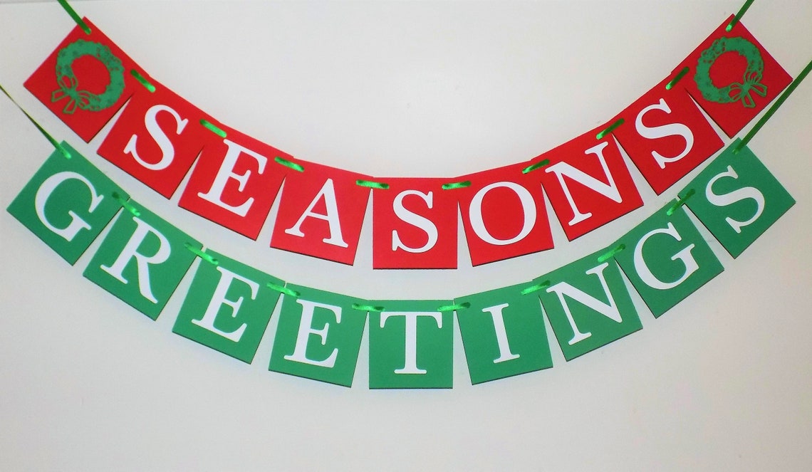 Seasons Greetings Banner Christmas Banner Xmas Happy Etsy