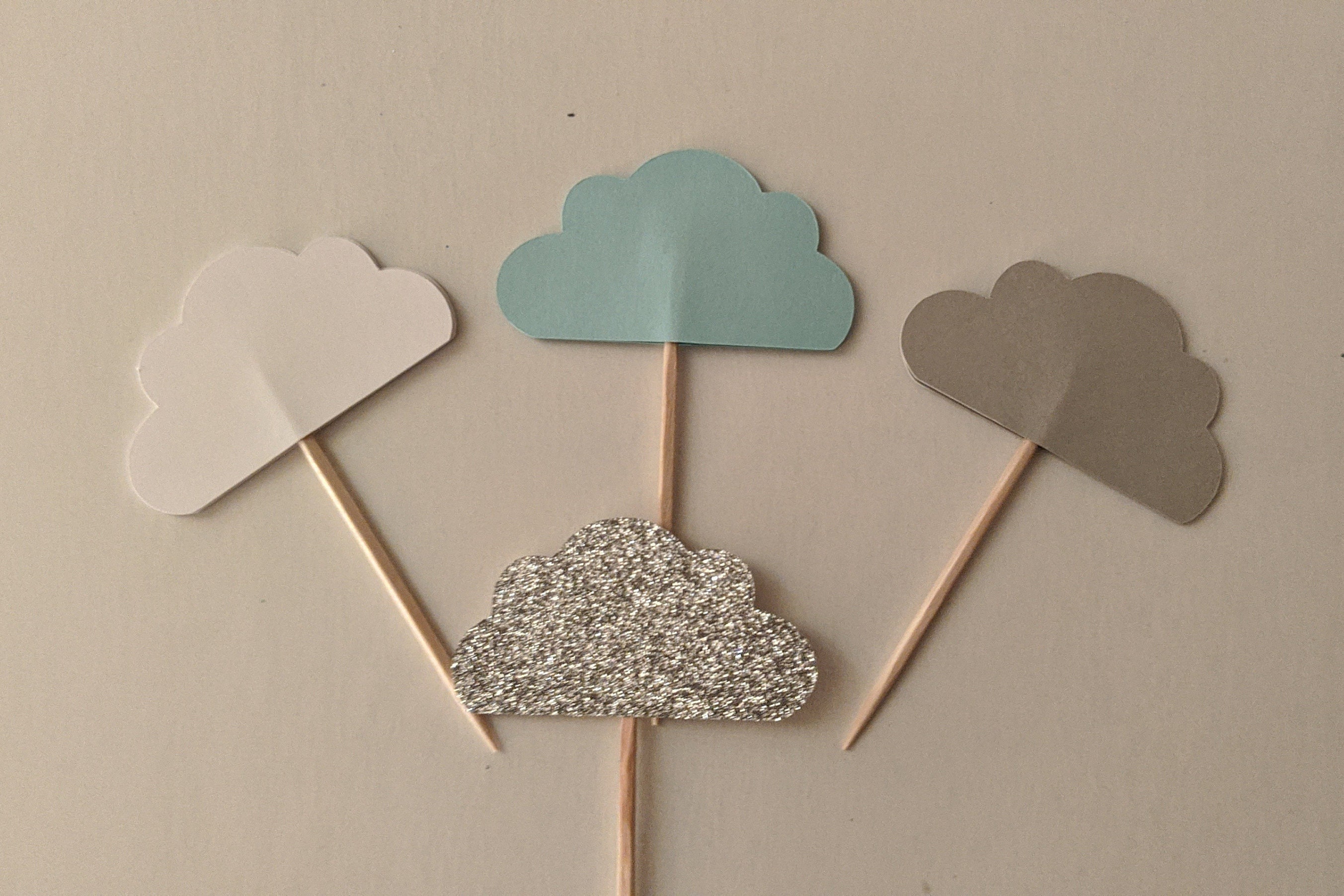 Clouds Cup Cake Toppers Clouds Party Picks Baby Shower Etsy