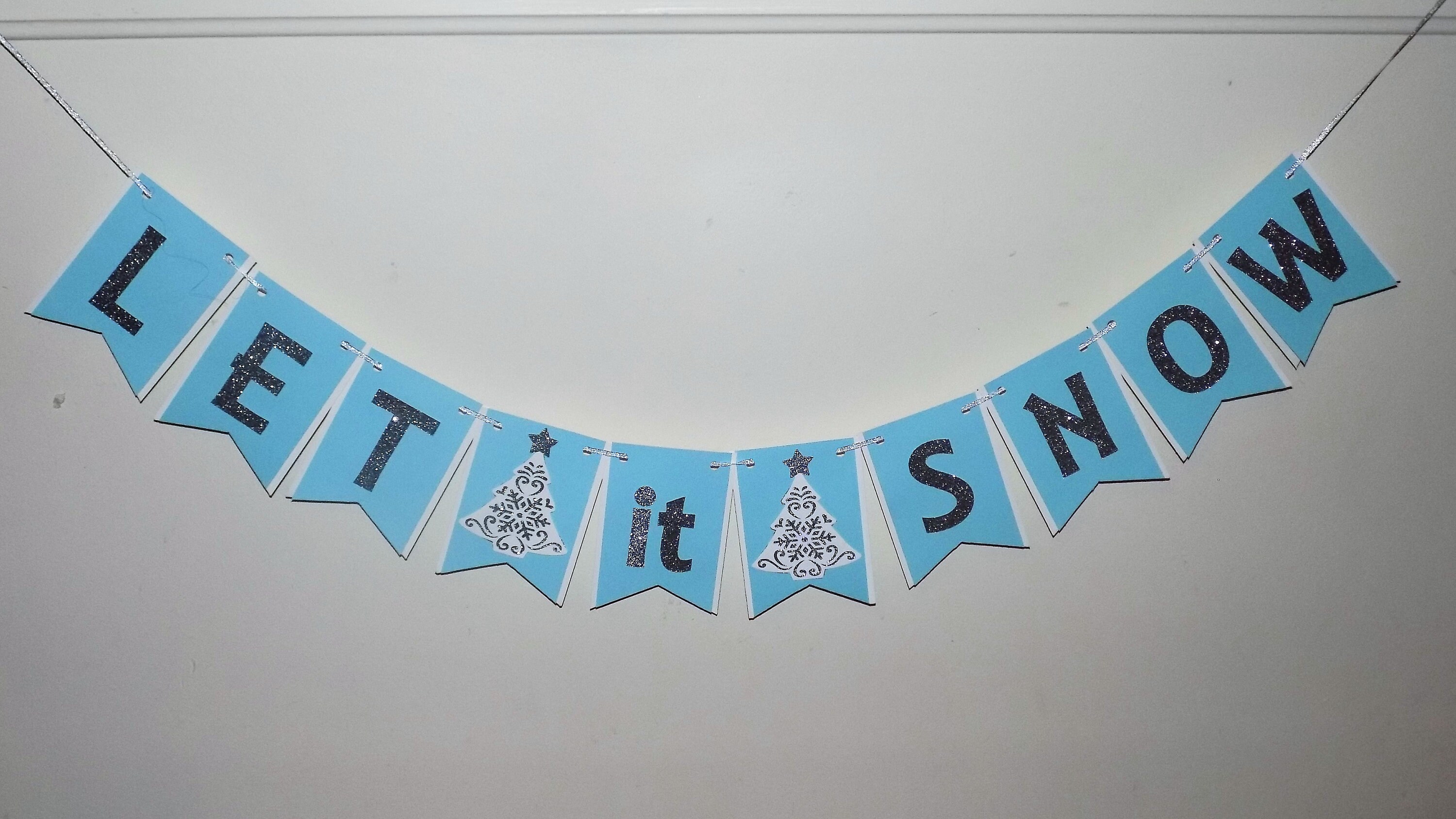 Let It Snow Banner Let it Snow Silver and Blue Winter | Etsy