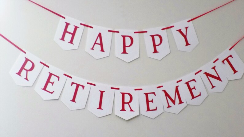happy retirement banner retirement congratulations red etsy
