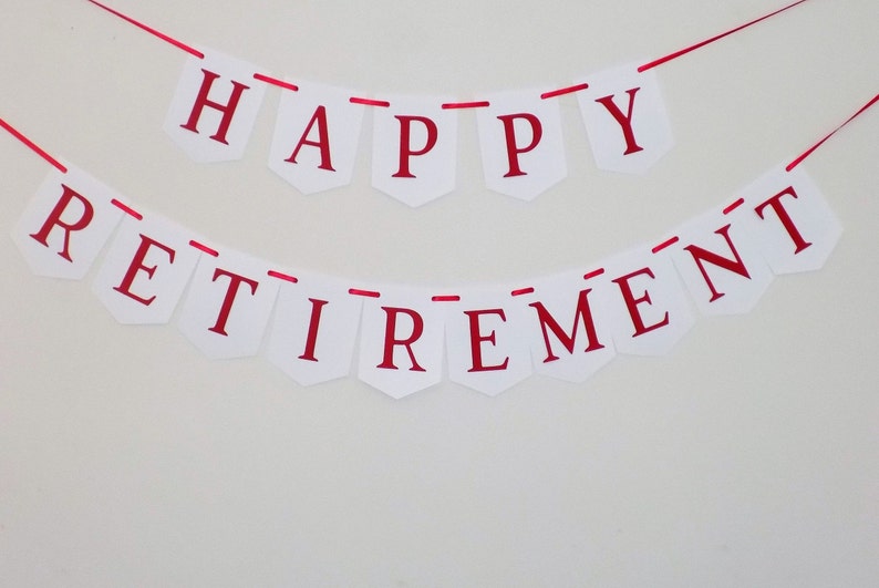 happy retirement banner retirement congratulations red etsy