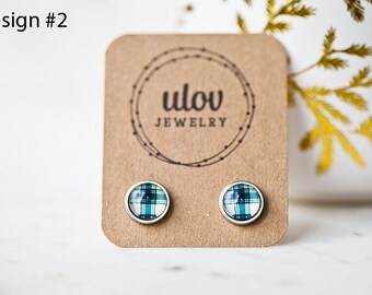 Christmas Print Stainless Steel Resin Stud Earrings - Best Friend Gift, Unique Friendship Gift, Christmas gift, stocking stuffers