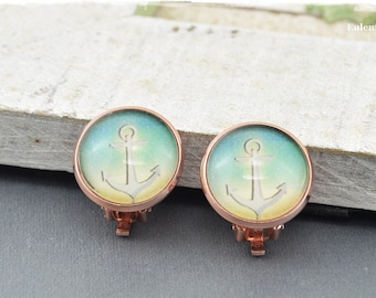 Ear clips "Ahoi" clips in rose gold, jewelry, clip