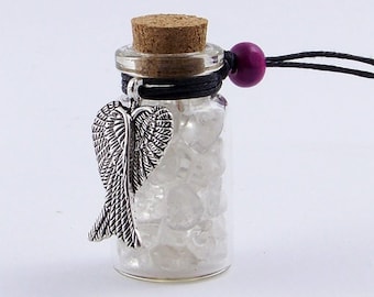Rock Crystal Lucky Charm Bottle "Wings" Gift, Gems, Your Loved Ones, Christmas, Elves
