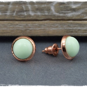 Small ear studs rose gold colored/mint green