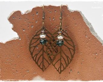 Earrings "Blätterwerk" delicate bronze hanging earrings