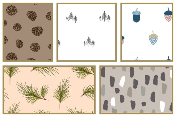 Woods Cyfrowy Bez Szwu Papier Pakunek Jodła Drzewa Gałęzie Wzory żołądź Kora Drzewa Tekstura Ziarna Drewna Sosna Art Stożek Kolor Papieru