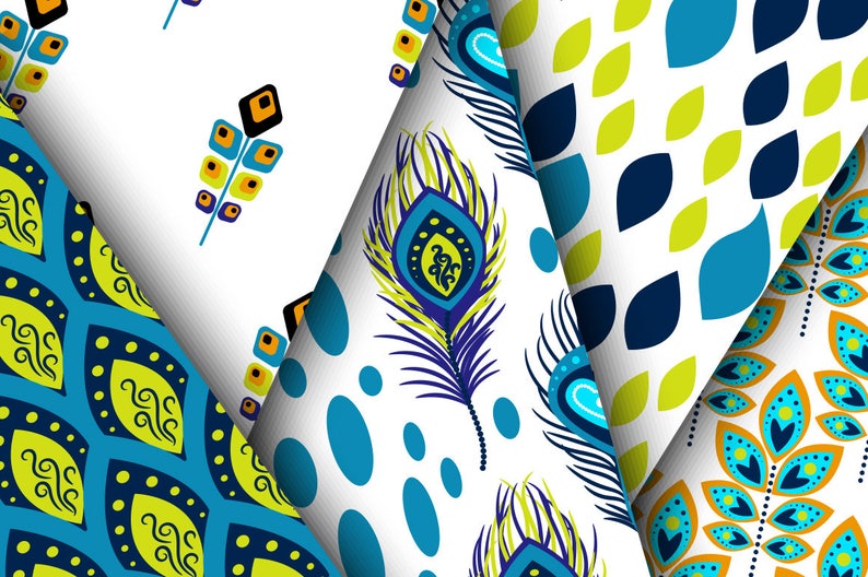 Download Peacock feather digital paper set. Peacock bird exotic | Etsy
