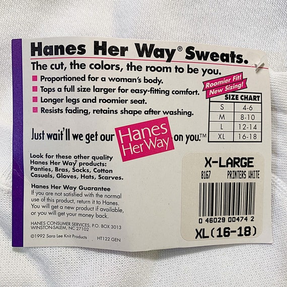 Hanes Her Way Size Chart