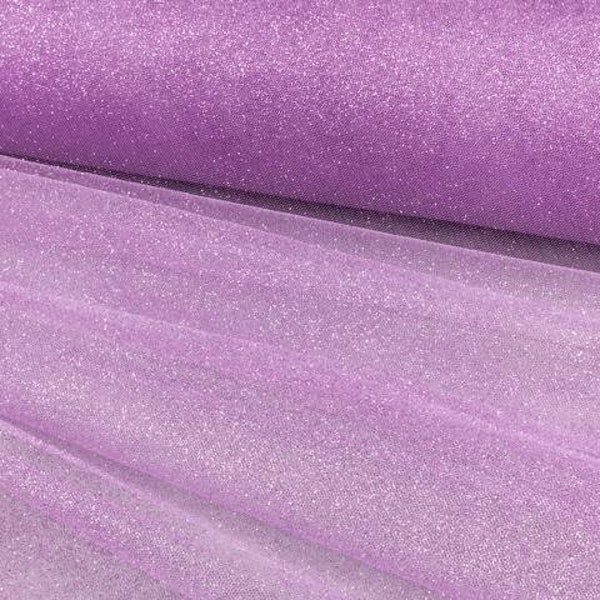 64" W * Premium Lavender Lilac D'Espirit Glitter Stretch Medium Soft Tulle * Price per Yard * 2-Way Stretch * On Hand & Ready to Ship