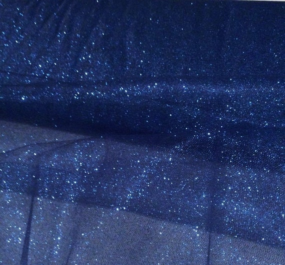 54 W Standard Royal Navy Blue Glitter Sparkle Stretch Tulle Fabric