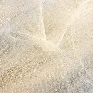 Ivory (Almost White) Silver Glitter Tulle Fabric: 2-Way Stretch, 60&quot; Wide, Item #518