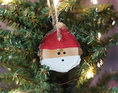 5 Santa Christmas Ornament Set, Hand Painted Christmas Ornaments, Wood Slice Ornament, Christmas Decorations, Christmas Tree Ornaments,