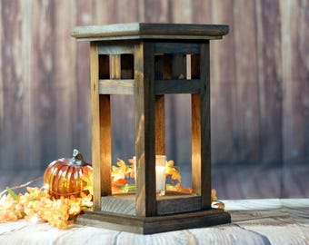 Rustic Wood Candle Lantern, wedding lantern, rustic lantern, 5th anniversary gift, boho candle lantern, wedding centerpiece, farmhouse SLAT