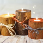 Log Candles Harvest Colors Fall Decor Thanksgiving Table Etsy
