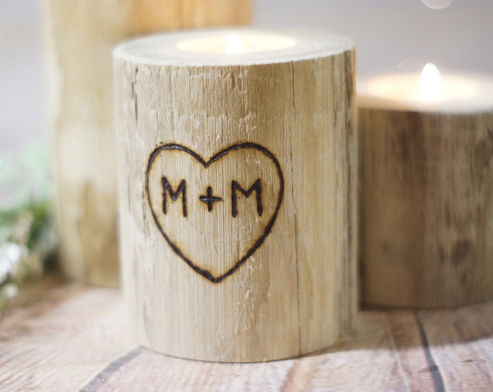 Personalized Candle Holder Rustic Home Decor Personalized Etsy