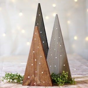 Set of three wood trees, christmas tree decor, christmas decorations, rustic Holiday decor, Seasonal Decor
