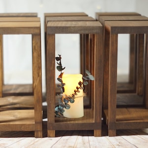 10 Bulk Wedding Lantern Centerpiece, Rustic Wedding Table Decoration, Farmhouse Decor, Wooden Candle Holder, Country Barn wedding Gift