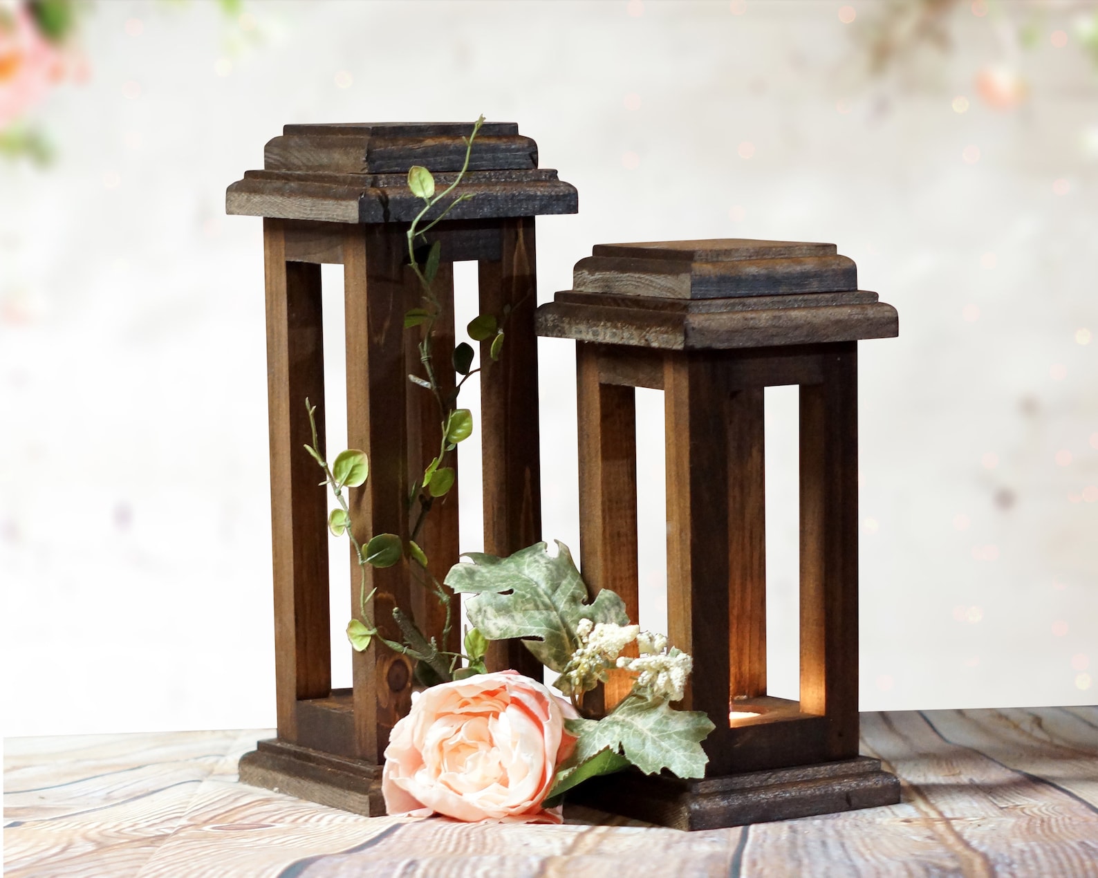 Reclaimed Wood Lanterns, Rustic Thanksgiving Decor, Rustic Lantern