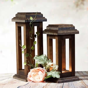 Reclaimed Wood Lanterns, Rustic Thanksgiving Decor, Rustic lantern, Wooden lantern, Thanksgiving Table, Rustic Home Decor, Wood Lantern set