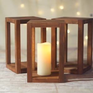 Reclaimed Wood Candle Lantern, Rustic Wedding Centerpiece, Candle Holder, Farmhouse Home Decor, Thanksgiving Table, Housewarming Gift Her