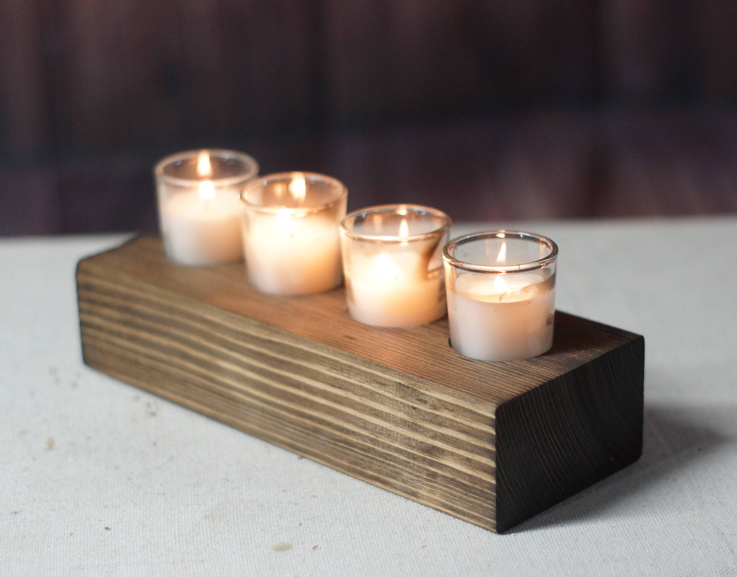 Reclaimed Wood Candle Holder Glass Votive Holder Rustic Home Etsy