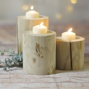 Wood tealight holder, Log candle holder, Rustic candle holder, Wood candle holder, Rustic home decor, Rustic wedding decor, Reclaimed Wood Bild 4