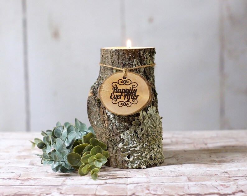 Happily Ever After Wood Candle Holder Wedding Gift Etsy