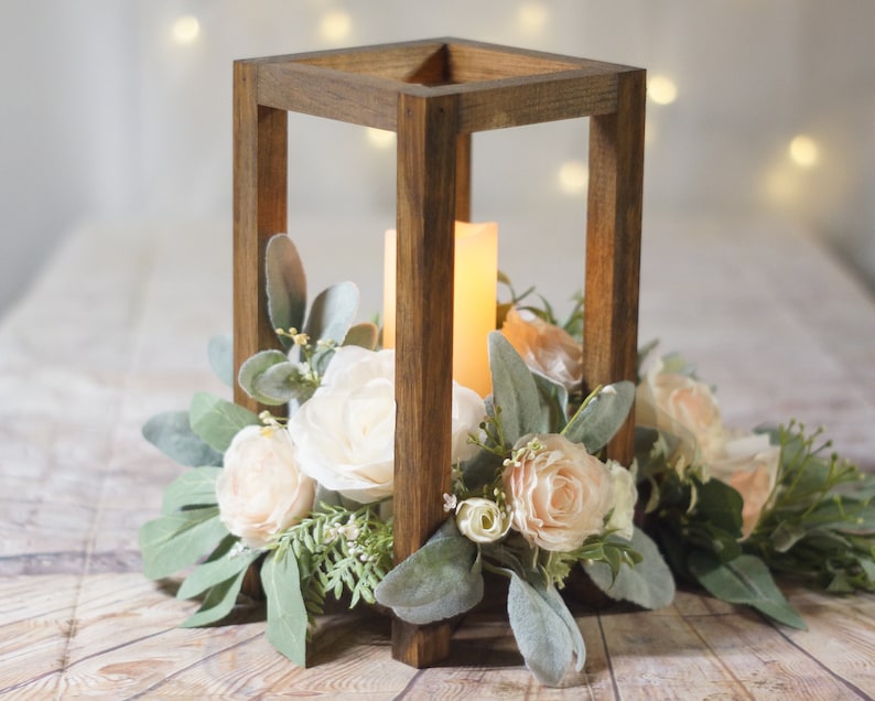 Wood Lantern, Centerpieces for wedding, lantern centerpiece, rustic home decor, wedding center pieces for tables, rustic wedding decor, ETOT image 8