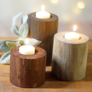 Wood Candle Holders, Rustic Wedding Centerpiece, Modern Home Decor
