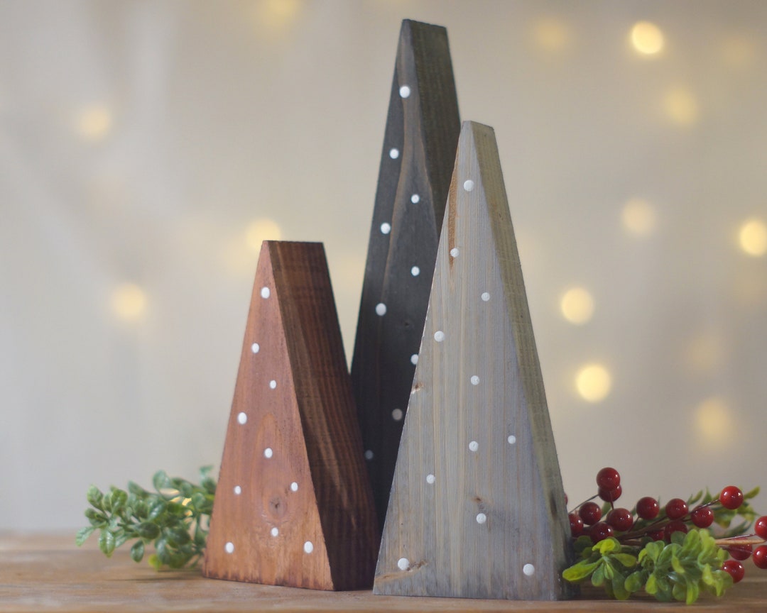 Wooden Tree Decor, Rustic Christmas Decorations, Farmhouse Holiday