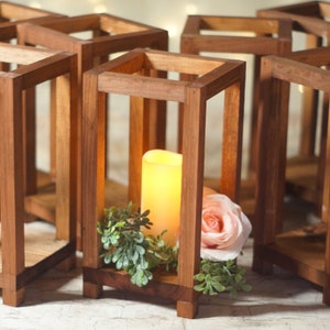 6 Bulk Wedding Lantern Centerpiece, Rustic Wedding Table Decoration, Farmhouse Decor, Wooden Candle Holder, Country Barn wedding Gift