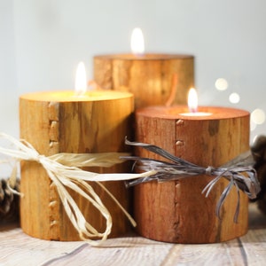 Log Candles, Harvest Colors, Fall Decor, Thanksgiving Table Decorations, Fireplace mantle, Holiday Decor gift, Hostess Present, Autumn set image 4