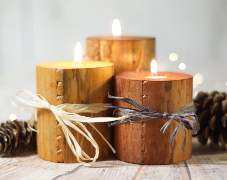 Log Candles, Harvest Colors, Fall Decor, Thanksgiving Table Decorations, Fireplace mantle, Holiday Decor gift, Hostess Present, Autumn set image 4