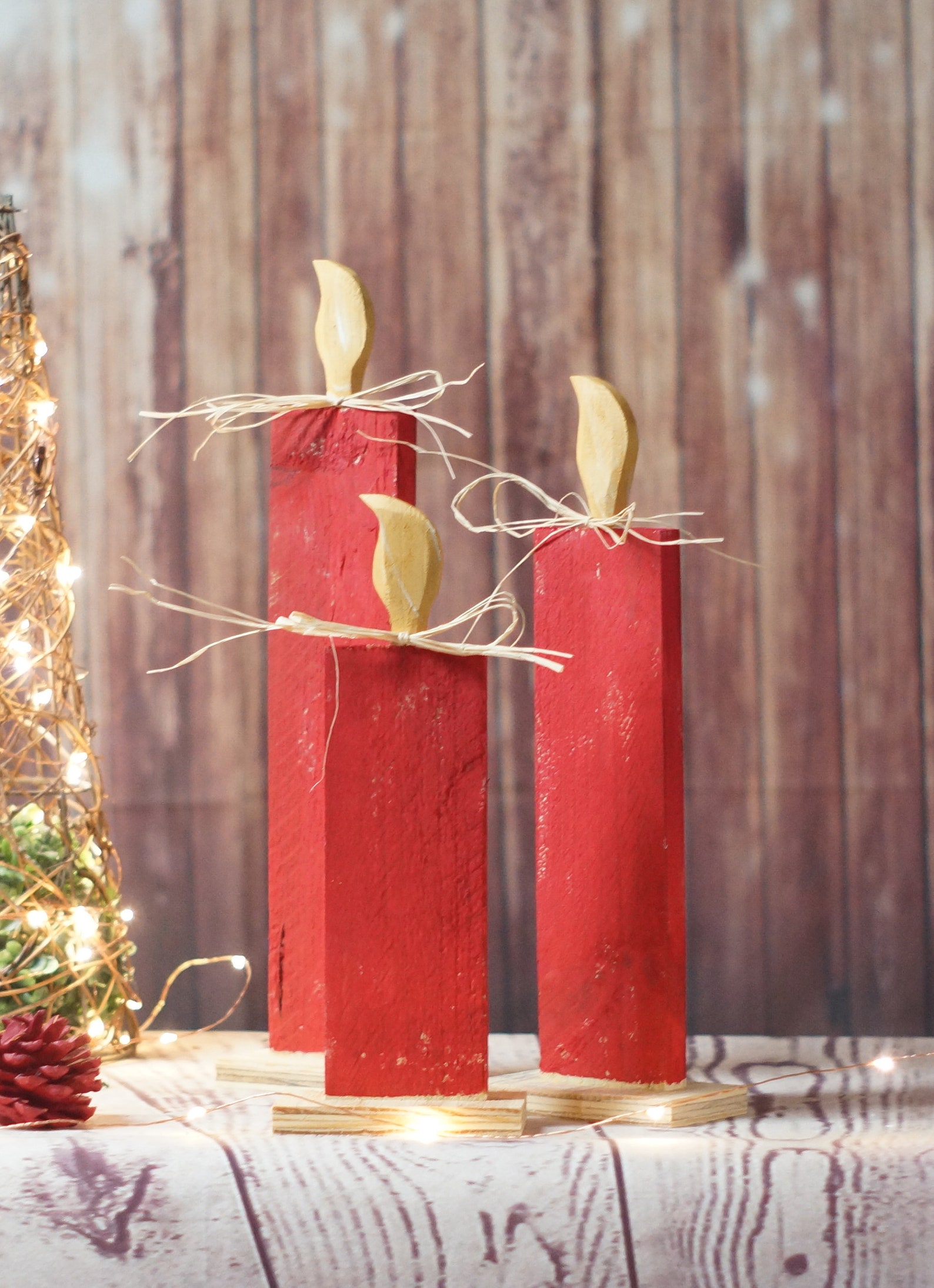 Red Christmas Candles Holiday Candles Christmas Candle Set Etsy