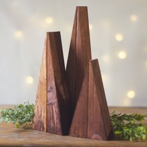 Set of Wood Christmas Trees, Wooden Trees, Rustic Holiday Decor, Farmhouse Christmas Decorations, Natural Boho Cozy Mantle Fireplace Ideas image 10